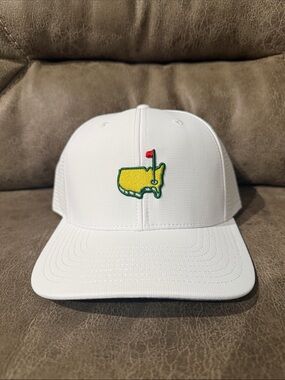 Masters White Golf Logo Hat with Yellow Green Red Embroidery